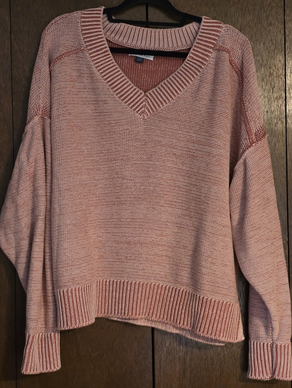 American Eagle Cotton Oversized Cropped V-Neck Sweater